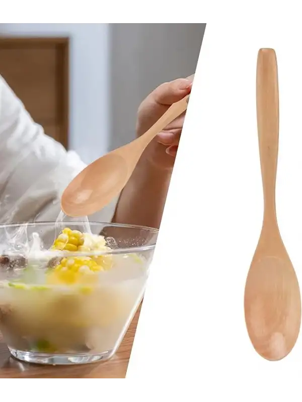 Balsa 4 Parça Servis Seti Bambu Ahşap Kaşık Kepçe