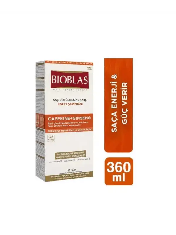 Bioblas Saç Dökülmesine Karşı Enerji Şampuanı (Caffeine & Ginseng) 360 ml