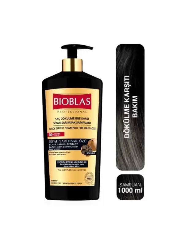 Bioblas Siyah Sarımsak Özlü Saç Dökülmesine Karşı Şampuan 1000 Ml