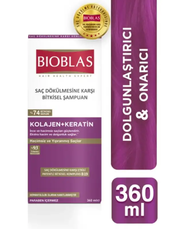 BioblasSaç Dökülmesine Karşı Hacim Şampuanı Collagen Keratin 360 Ml