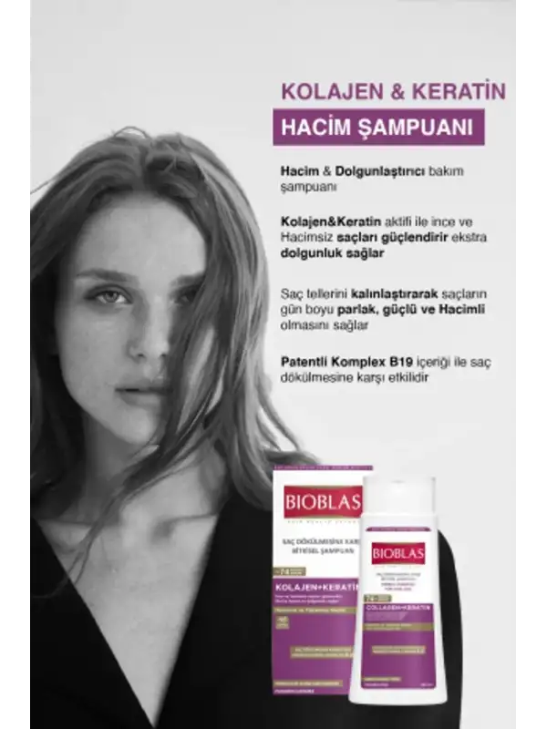 BioblasSaç Dökülmesine Karşı Hacim Şampuanı Collagen Keratin 360 Ml