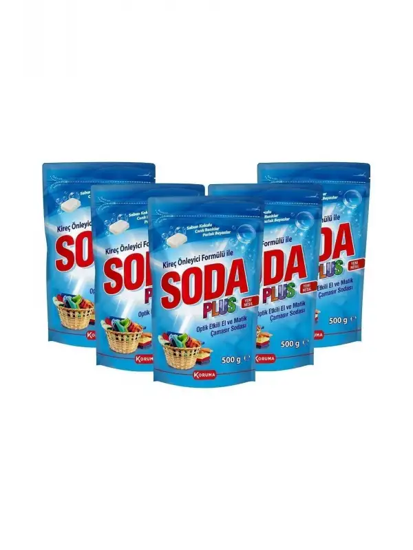 Koruma Soda Plus Optik Etkili El ve Matik Çamaşır Sodası (500 g × 5 adet) Yerli