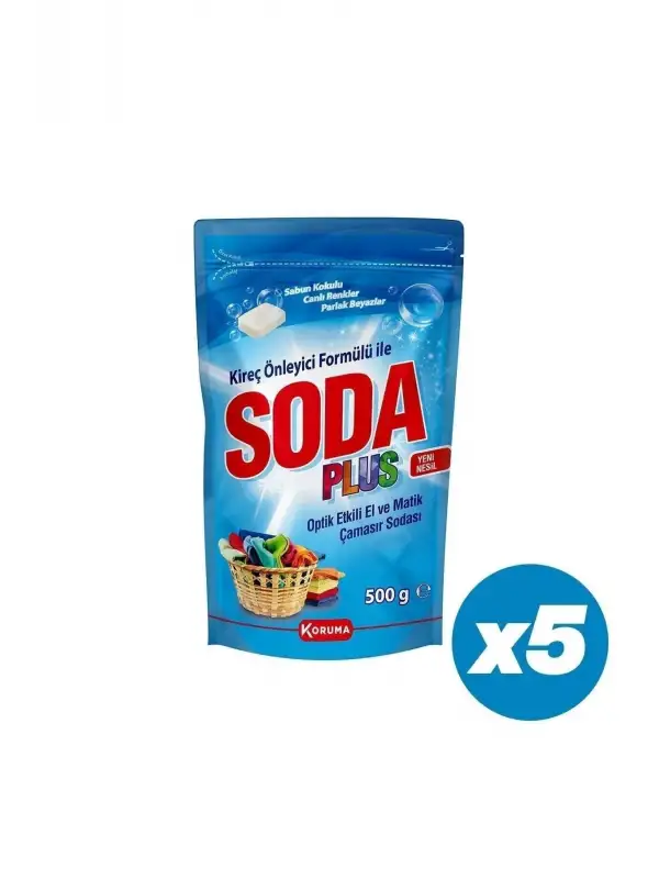 Koruma Soda Plus Optik Etkili El ve Matik Çamaşır Sodası (500 g × 5 adet) Yerli