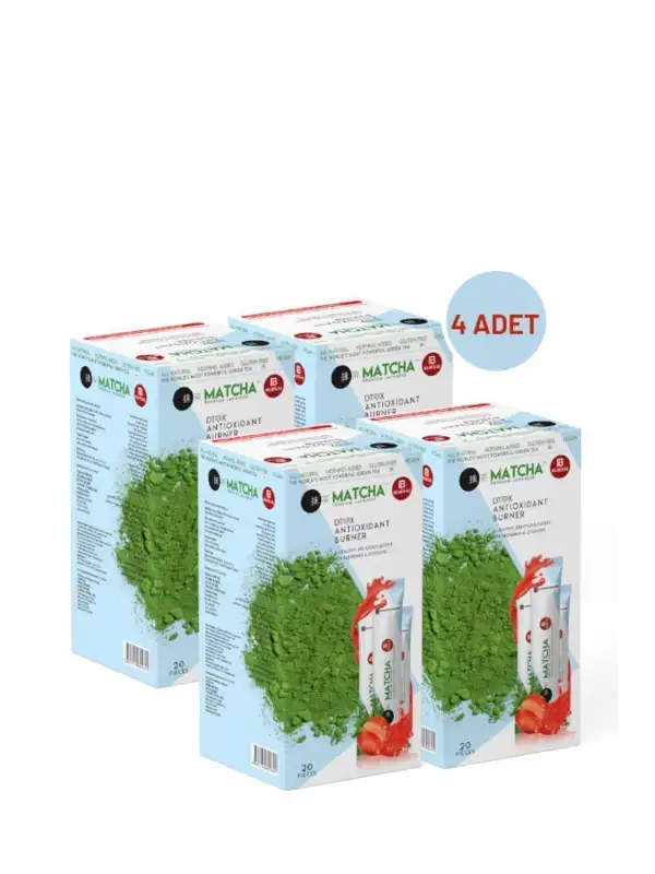 Çayı Matcha Premium Çilek Aromalı Detox Burner Form Matcha Çayı 4 Kutu