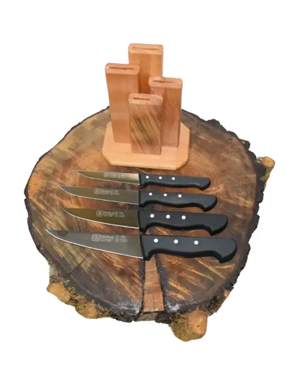 Dik Kütüklü Günlük Kullanım Mutfak Bıçak Seti ve Soyacak