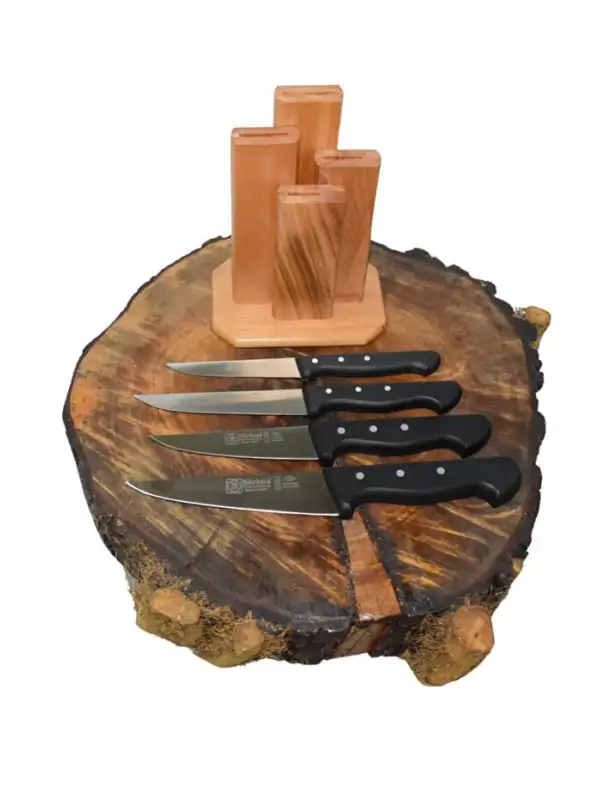 Dik Kütüklü Günlük Kullanım Mutfak Bıçak Seti ve Soyacak