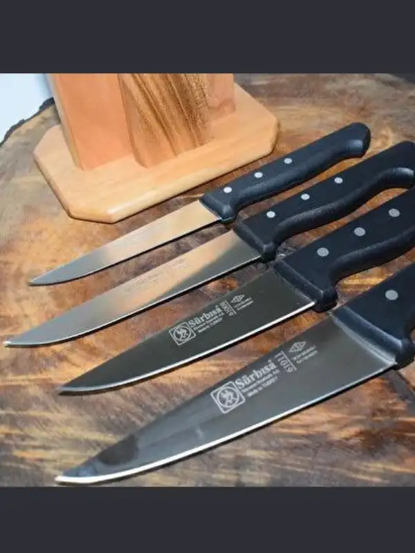 Dik Kütüklü Günlük Kullanım Mutfak Bıçak Seti ve Soyacak