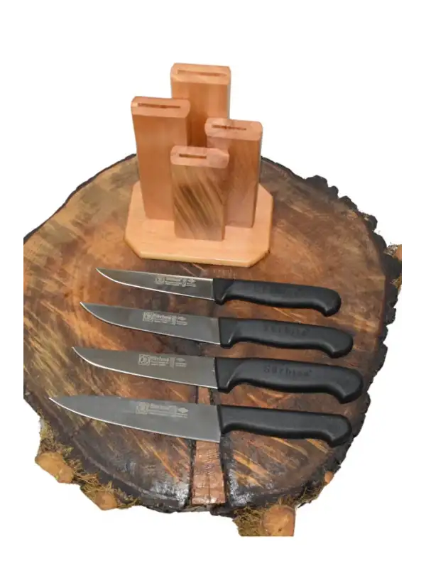 Dik Kütüklü Günlük Kullanım Mutfak Bıçak Seti ve Soyacak