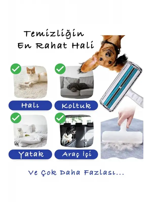 Hazneli Kedi Köpek Evcil Hayvan Kazak Kıyafet Elbise Halı Yatak Tüy Temizleyici Kıl Toz Toplayıcı