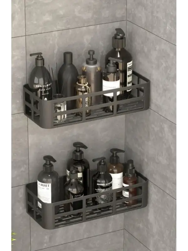 Çlk Tiny Banyo Duş Rafı 2 Li Yapışkanlı Siyah 20392