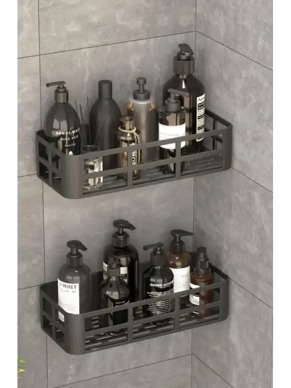 Çlk Tiny Banyo Duş Rafı 2 Li Yapışkanlı Siyah 20392