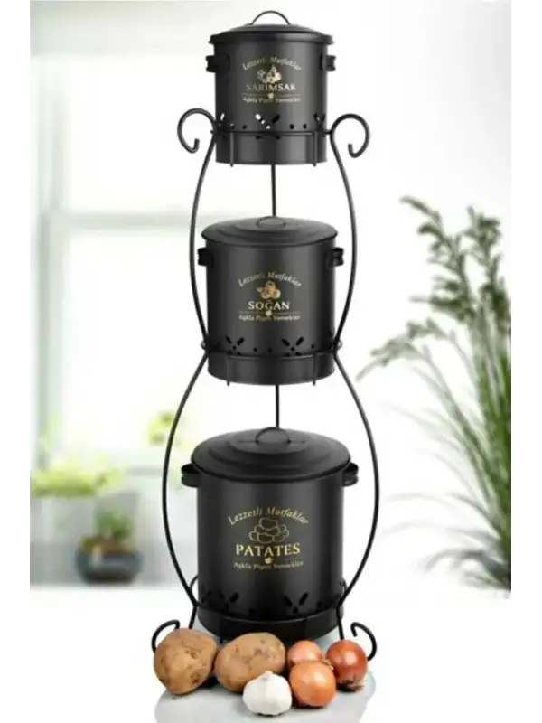 Çlk Ym-1040 Eko Metal Patates Soğan Sarımsak Kovası 3 Lü