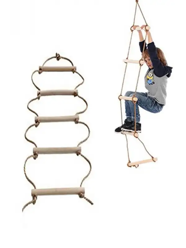 Çocuk Ahşap ip 6 Merdiven ve Trapez Salıncak 2 li Eğitici SetTırmanma Kulesi & Trapez Jimlastik Salıncağı