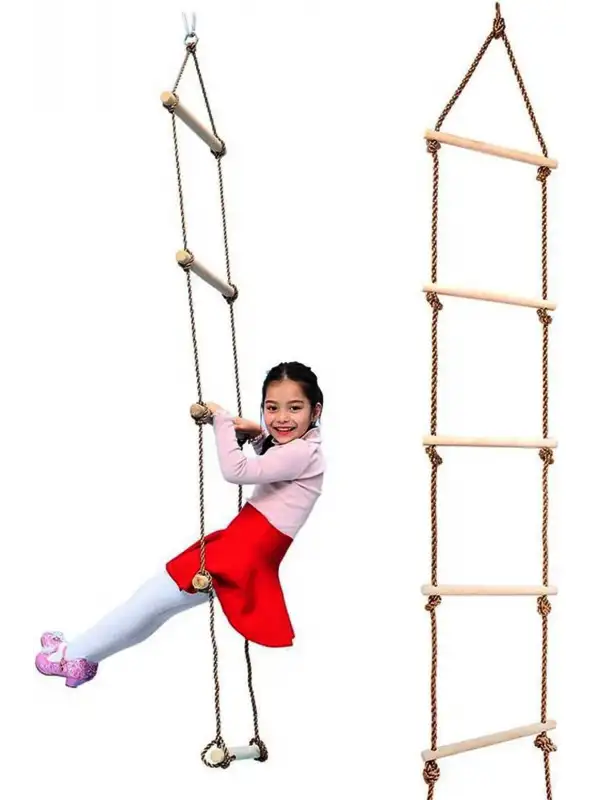 Çocuk Ahşap ip 6 Merdiven Montessori Eğitici Trapez Salıncak Tırmanma Kulesi Jimlastik Salıncağı