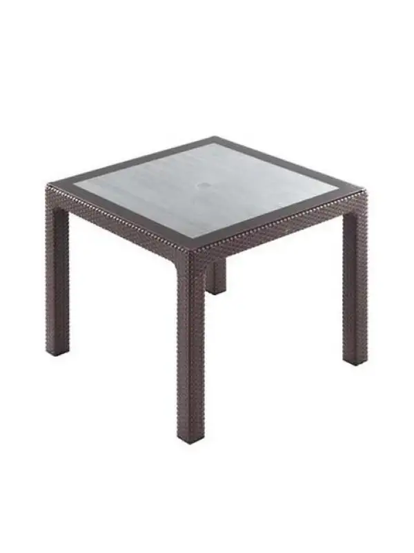 Daystone Comfort Rattan Camlı Masa Kahve 90*90
