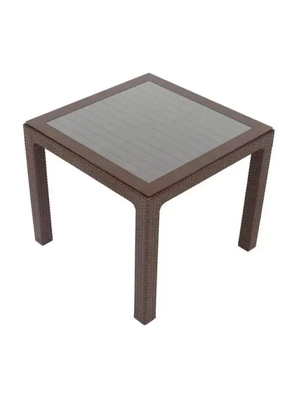 Daystone Comfort Rattan Camlı Masa Kahve 90*90