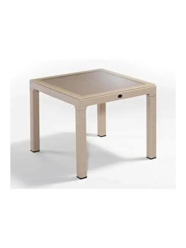 Daystone Comfort Rattan Camlı Masa Kapiçino 90*90
