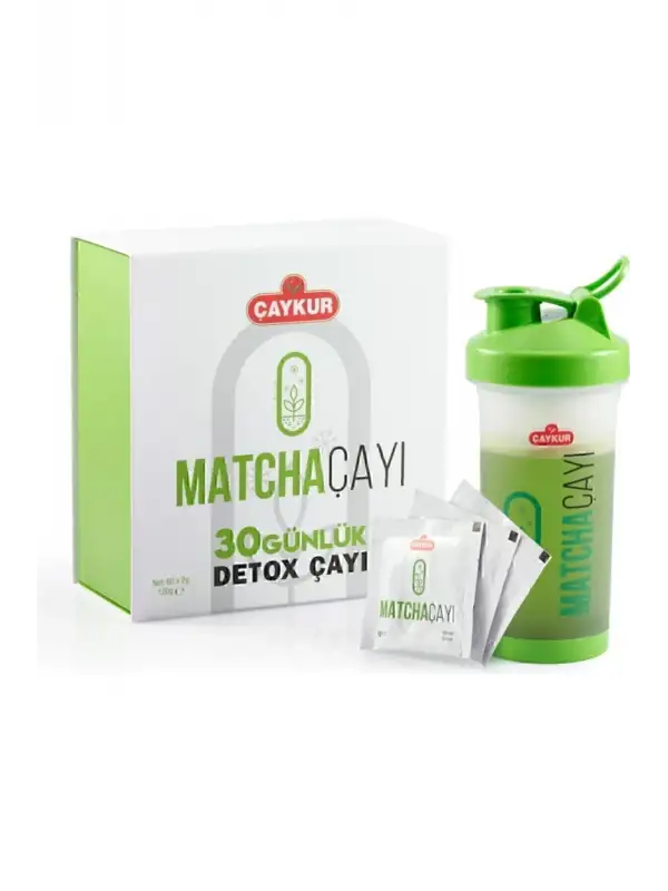 Detox Matcha Çayı 30 Günlük 60 Adetx2gr Shaker Hediye