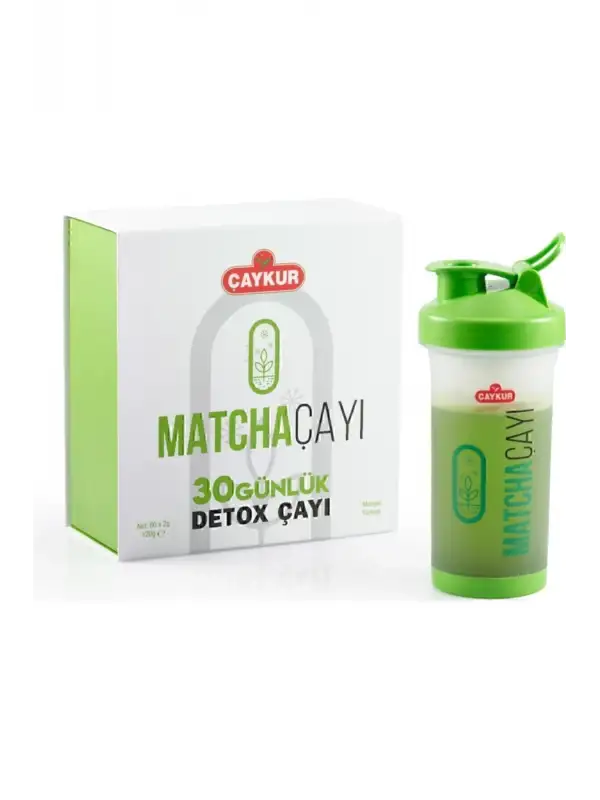 Detox Matcha Çayı 30 Günlük 60 Adetx2gr Shaker Hediye