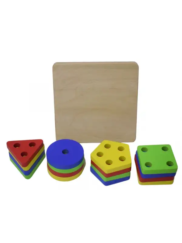 Eğitici Ahşap Kare Geometrik Zeka Oyunu 17 Parça Kokusuz, Sağlıklı, Boyası Çıkmaz