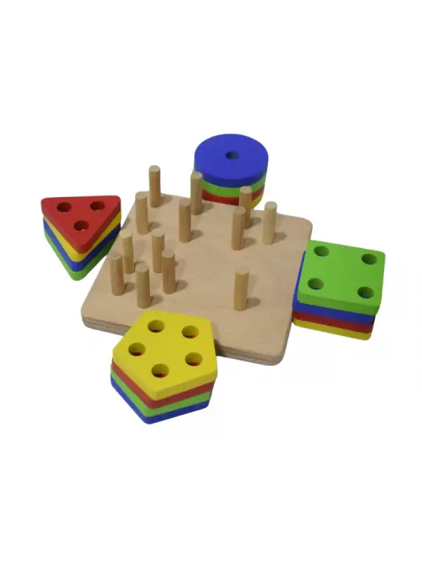 Eğitici Ahşap Kare Geometrik Zeka Oyunu 17 Parça Kokusuz, Sağlıklı, Boyası Çıkmaz