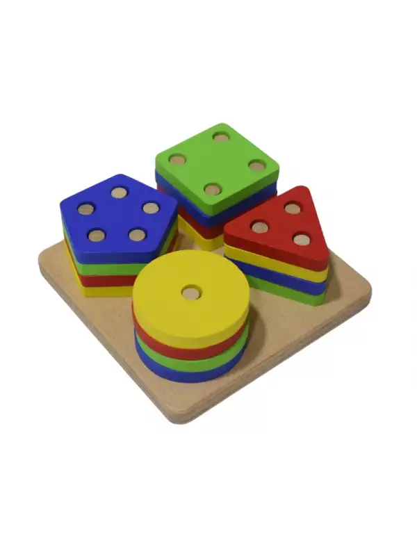 Eğitici Ahşap Kare Geometrik Zeka Oyunu 17 Parça Kokusuz, Sağlıklı, Boyası Çıkmaz