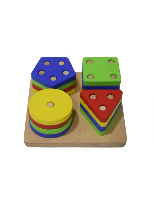 Eğitici Ahşap Kare Geometrik Zeka Oyunu 17 Parça Kokusuz, Sağlıklı, Boyası Çıkmaz