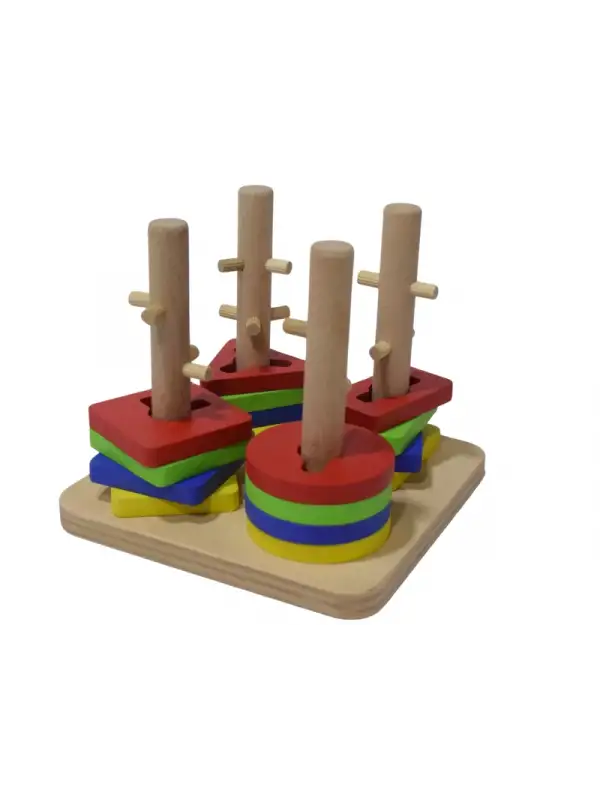 Eğitici Ahşap Şekilli Montessori Kare geçmeli Bul tak (21 parça) Oyunu Kokusuz, Sağlıklı, Boyası Çık