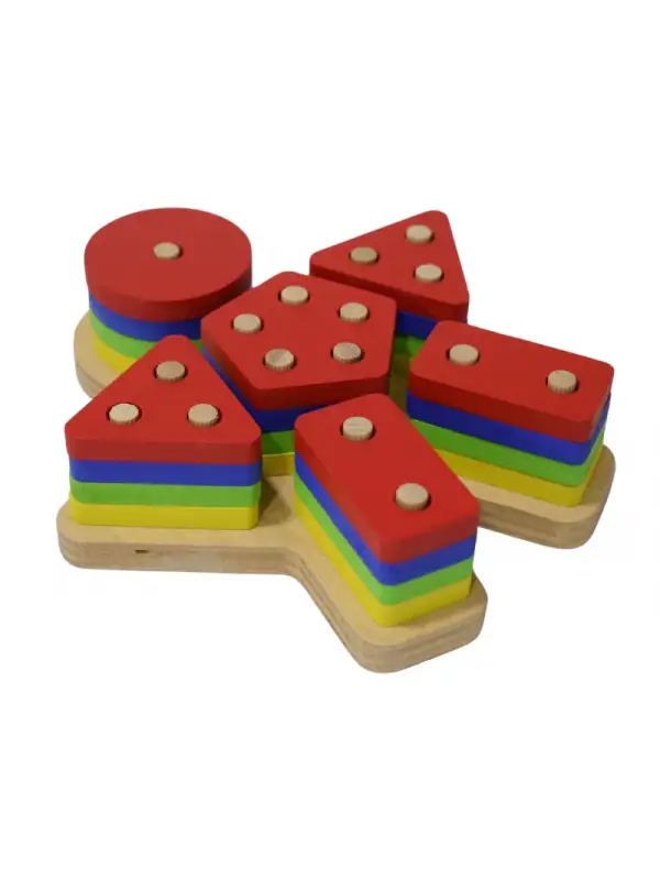 Eğitici Ahşap Şekilli Montessori Geçmeli Bul tak (4LÜ SET) Oyun Kokusuz, Sağlıklı, Boyası Çıkmaz