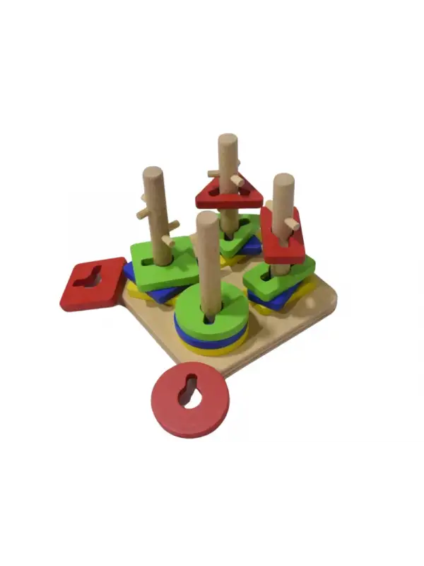 Eğitici Ahşap Şekilli Montessori Kare geçmeli Bul tak (21 parça) Oyunu Kokusuz, Sağlıklı, Boyası Çık