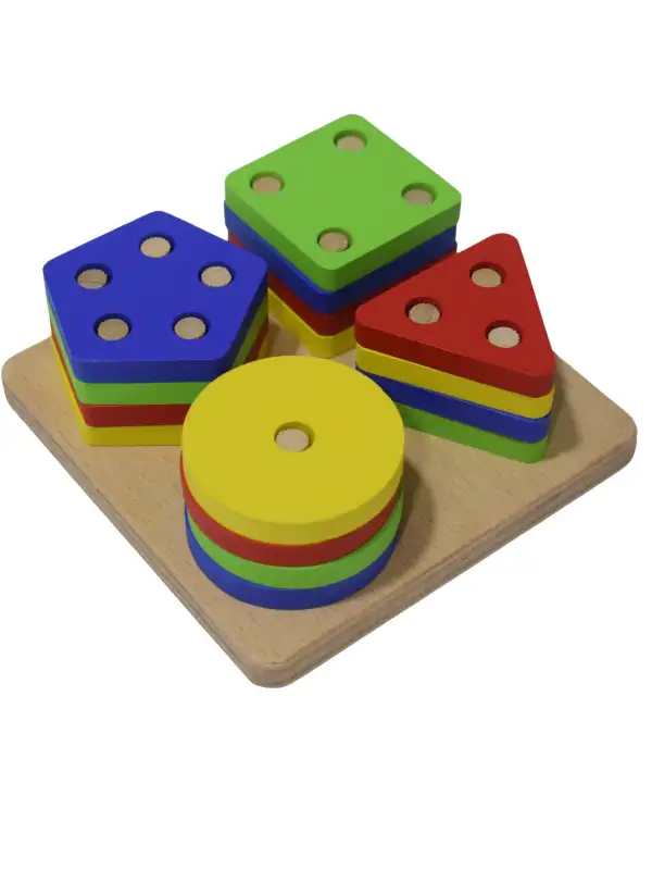 Eğitici Ahşap Şekilli Montessori Geçmeli Bul tak (4LÜ SET) Oyun Kokusuz, Sağlıklı, Boyası Çıkmaz