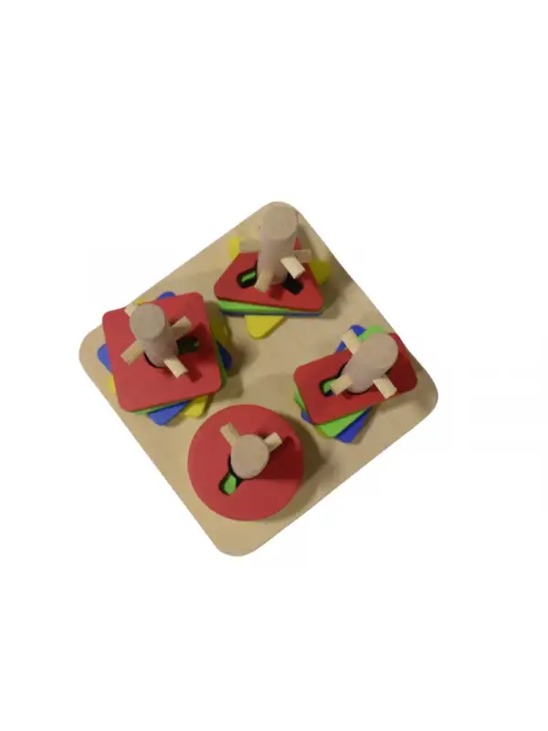 Eğitici Ahşap Şekilli Montessori Kare geçmeli Bul tak (21 parça) Oyunu Kokusuz, Sağlıklı, Boyası Çık