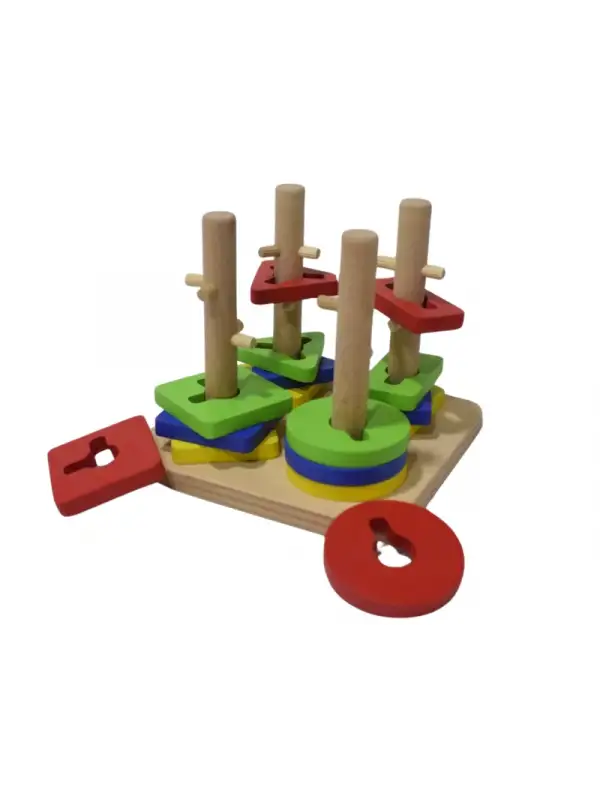 Eğitici Ahşap Şekilli Montessori Kare geçmeli Bul tak (21 parça) Oyunu Kokusuz, Sağlıklı, Boyası Çık