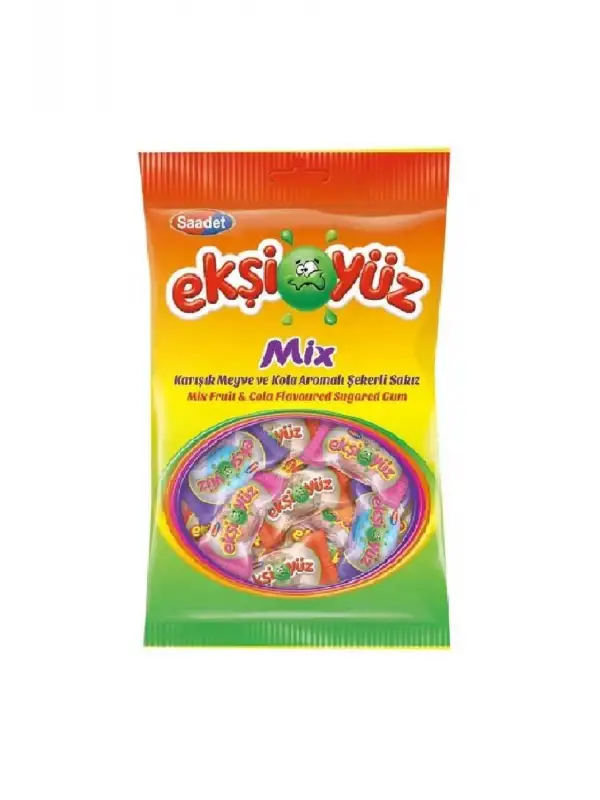 Ekşiyüz Karışık Meyve Ve Kola Aromalı Şekerli Sakız 80 Gr.
