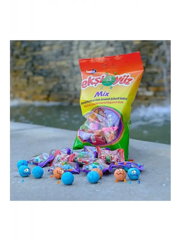 Ekşiyüz Karışık Meyve Ve Kola Aromalı Şekerli Sakız 80 Gr.