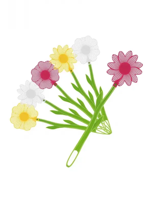 Plastik Çiçek Figürlü Esnek Sineklik Sinek Raketi 5 adet