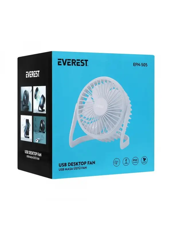Everest Efn-505 Masa Üstü Beyaz Usb Fan