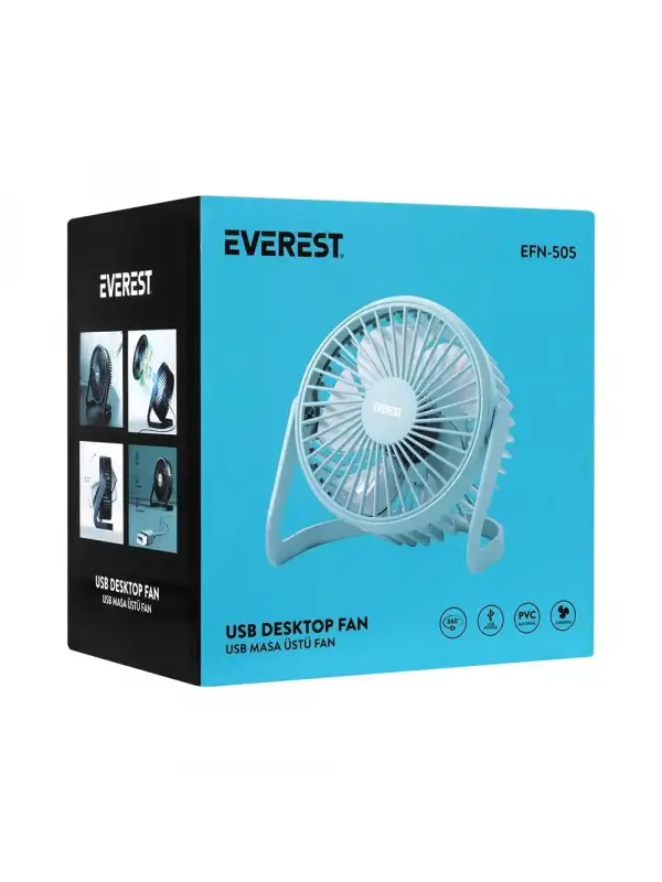Everest Efn-505 Masa Üstü Turkuaz Usb Fan