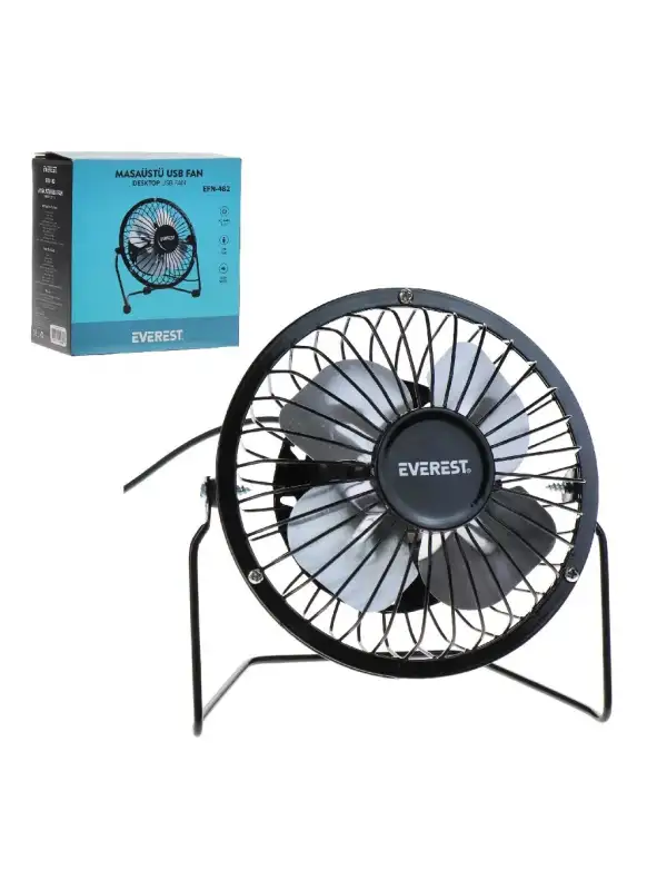 Everest Masaüstü Metal Siyah Usb Fan Vantilatör Efn-482