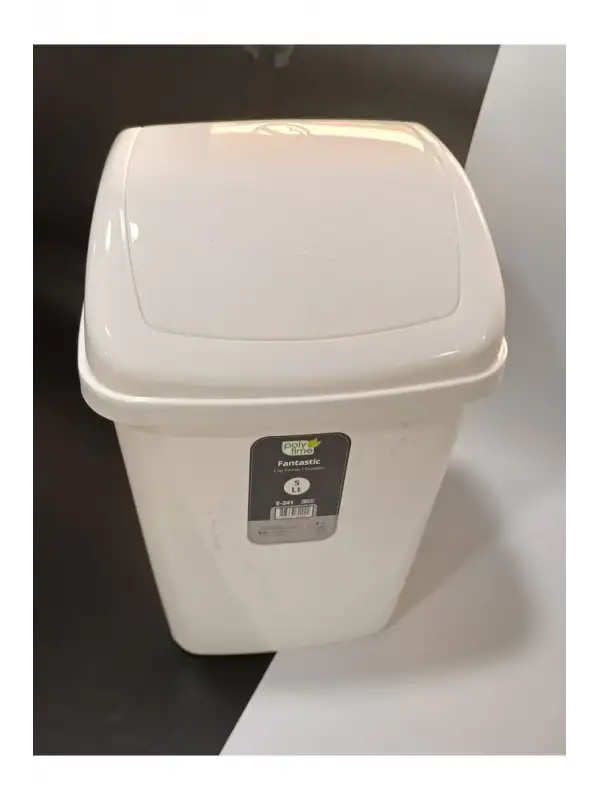 Fantastik Sallanır Kapak Plastik Banyo Mutfak Çöp Kovası Kutusu / 5 Litre Beyaz