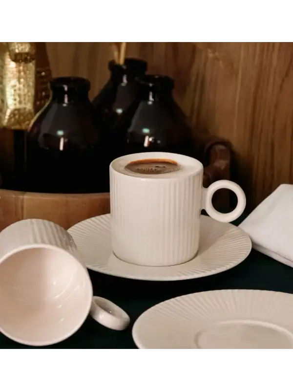 Farika Elif 12 Prç Yalın Kahve Fincan Takımı