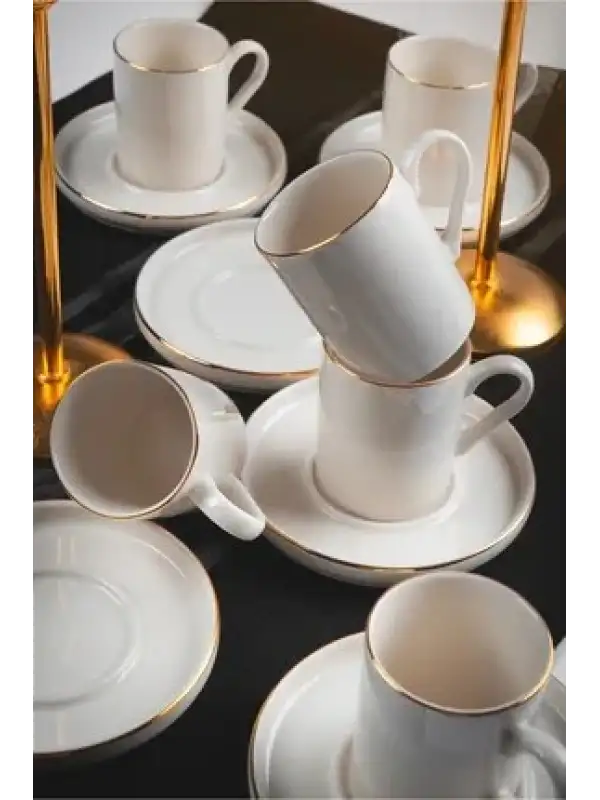 Farika Miray 12 Prç Altın Yaldızlı Kahve Fincan Takımı