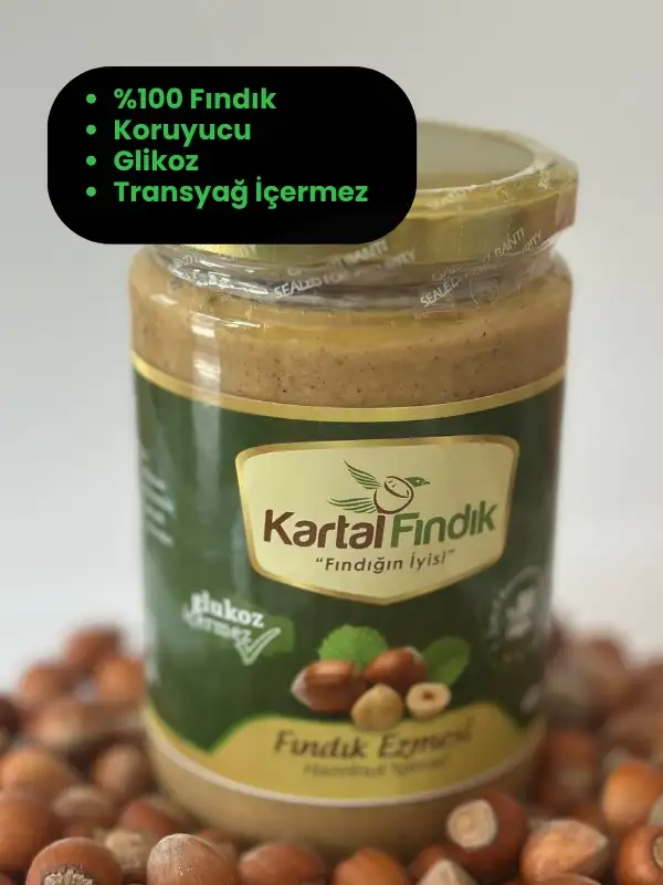 Fındık Ezmesi 600 gr Katkısız Doğal % 80 Fındık + Şeker