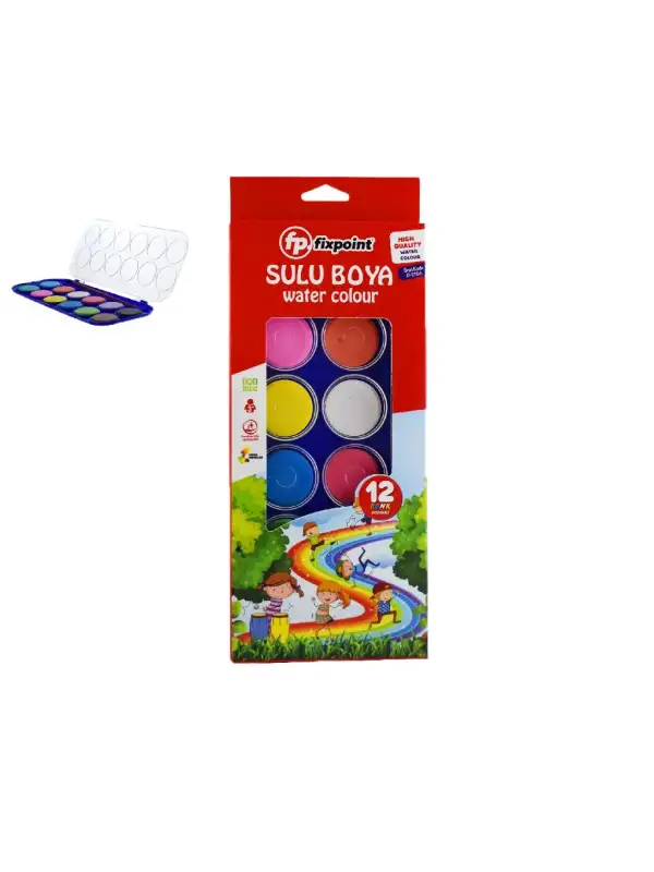 Fixpoint Lüks Kutulu Sulu Boya 12 Renk Büyük P-1756