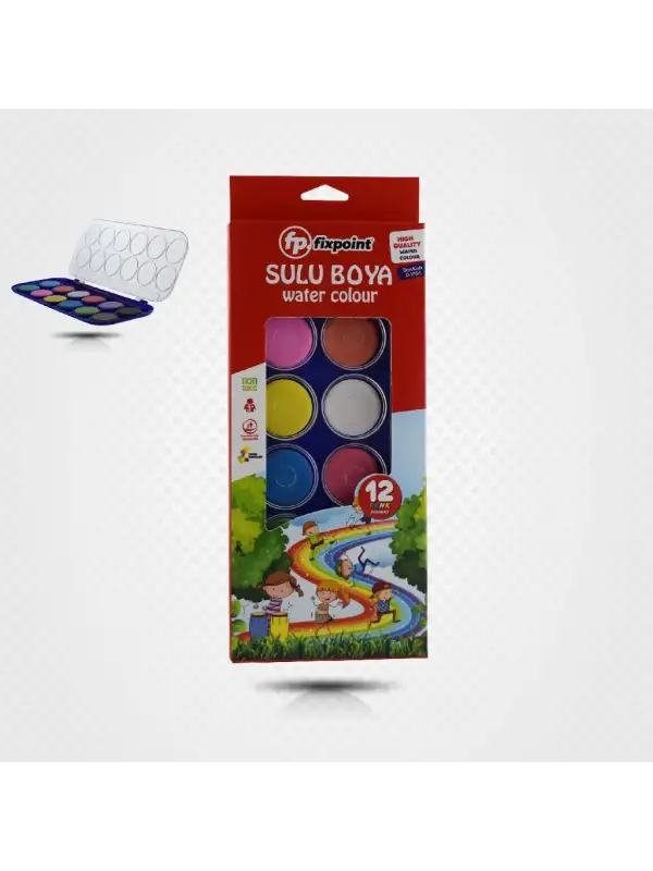 Fixpoint Lüks Kutulu Sulu Boya 12 Renk Büyük P-1756