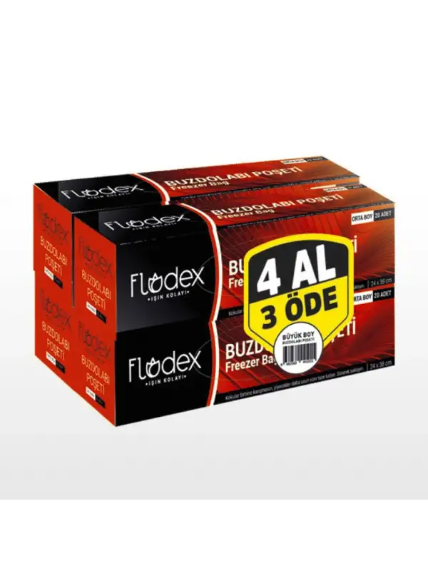 Flodex Buzdolabı Poşeti Büyük Boy 4 Al 3 Öde 30*45 Cm