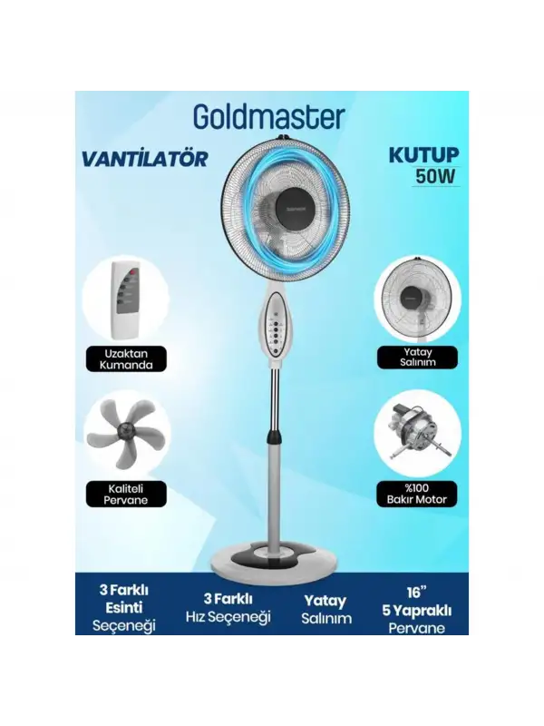 Goldmaster Kutup Ayaklı Vantilatör Gm-7922