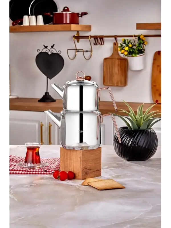 Hera Çaydanlık Takımı Bakır Orta Boy 1,65lt+0,9lt