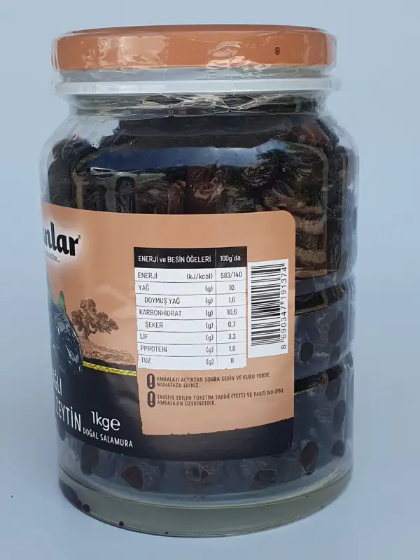 Kaanlar Doğal Salamura Yağlı Siyah Zeytin Premium 1000 gr