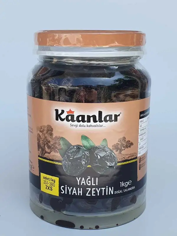 Kaanlar Doğal Salamura Yağlı Siyah Zeytin Premium 1000 gr